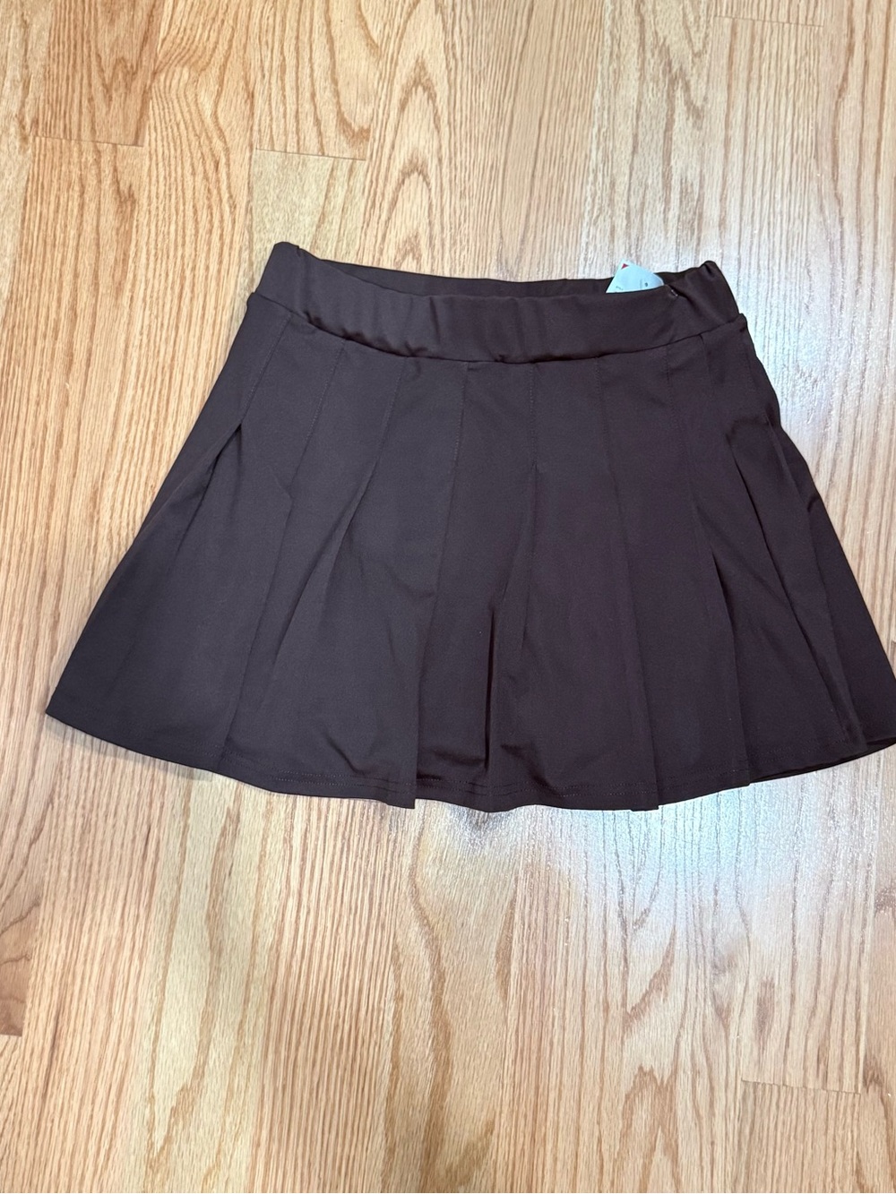 Brown Pleated Mini Skirt